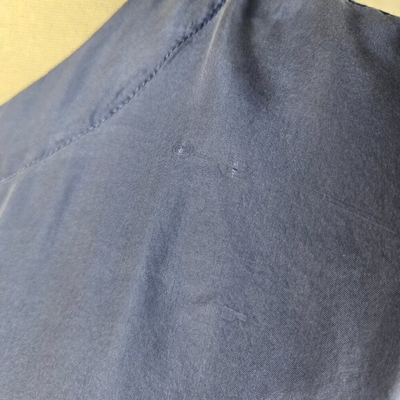 Liz Wear Petite Size Small Blue Button Front Shirt 100% Silk Round Neck Long Slv - Picture 5 of 13